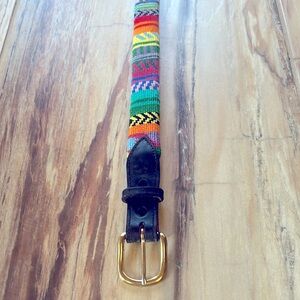 Hand embroidered belt with solid brass buckle